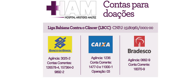 Ajdude no combate ao Câncer: Contas para Doações